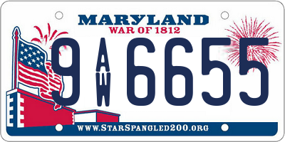 MD license plate 9AW6655