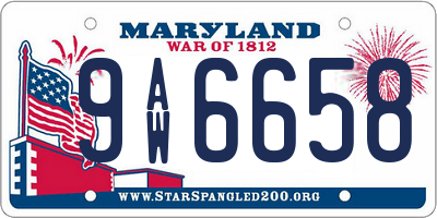 MD license plate 9AW6658