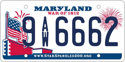 MD license plate 9AW6662