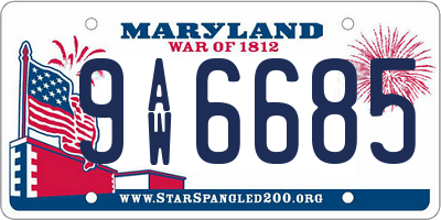 MD license plate 9AW6685