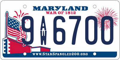 MD license plate 9AW6700