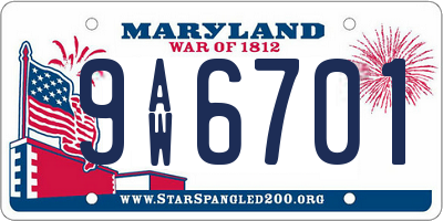 MD license plate 9AW6701