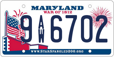 MD license plate 9AW6702