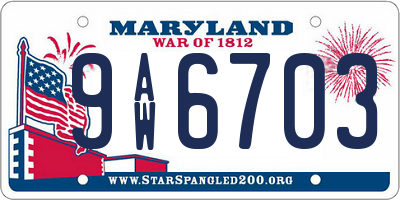 MD license plate 9AW6703