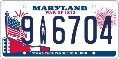 MD license plate 9AW6704