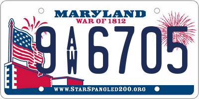 MD license plate 9AW6705
