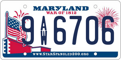 MD license plate 9AW6706