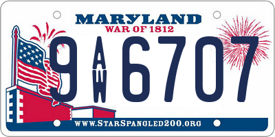MD license plate 9AW6707