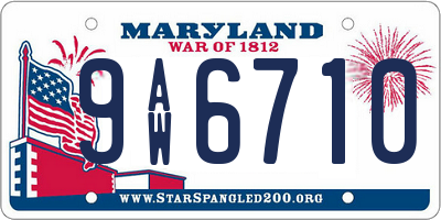 MD license plate 9AW6710