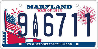 MD license plate 9AW6711