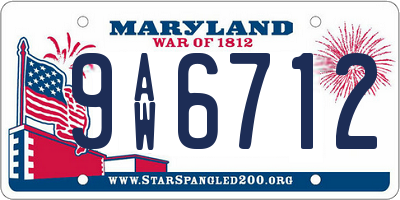 MD license plate 9AW6712