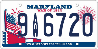 MD license plate 9AW6720