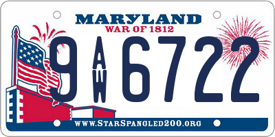 MD license plate 9AW6722