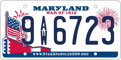 MD license plate 9AW6723