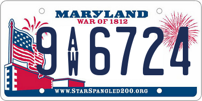 MD license plate 9AW6724
