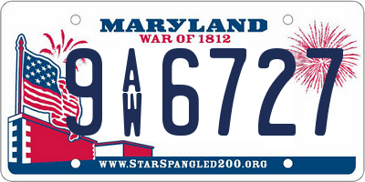 MD license plate 9AW6727