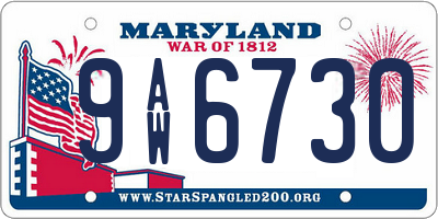 MD license plate 9AW6730