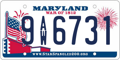 MD license plate 9AW6731