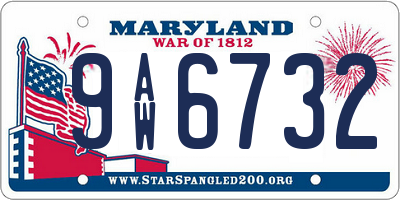 MD license plate 9AW6732