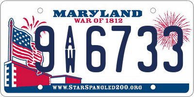 MD license plate 9AW6733