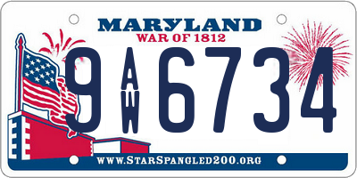 MD license plate 9AW6734