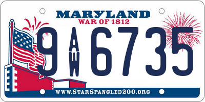MD license plate 9AW6735
