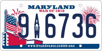 MD license plate 9AW6736
