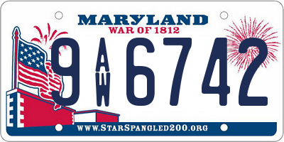 MD license plate 9AW6742