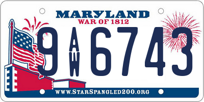 MD license plate 9AW6743
