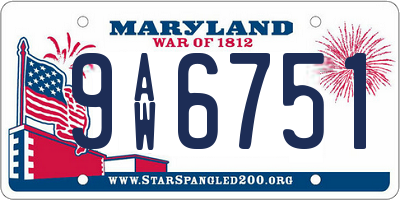 MD license plate 9AW6751