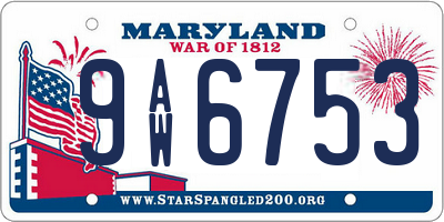 MD license plate 9AW6753