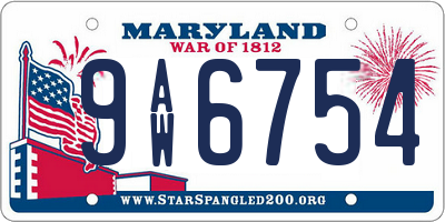 MD license plate 9AW6754