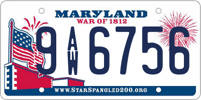 MD license plate 9AW6756