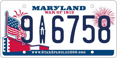 MD license plate 9AW6758