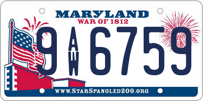 MD license plate 9AW6759