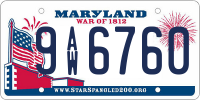 MD license plate 9AW6760