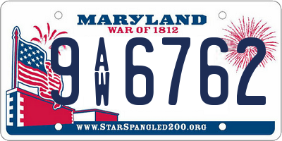 MD license plate 9AW6762