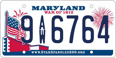 MD license plate 9AW6764