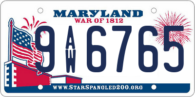 MD license plate 9AW6765