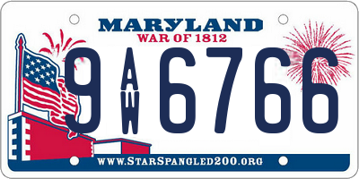 MD license plate 9AW6766