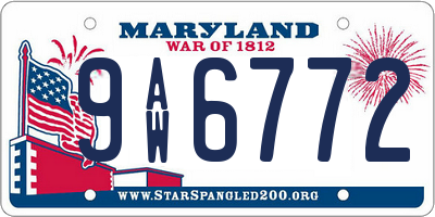 MD license plate 9AW6772