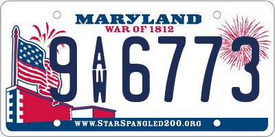 MD license plate 9AW6773
