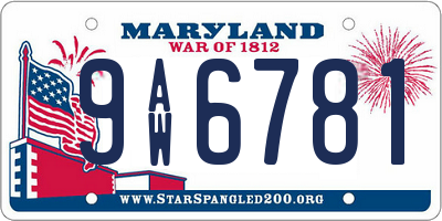 MD license plate 9AW6781