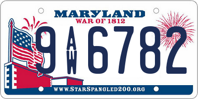 MD license plate 9AW6782