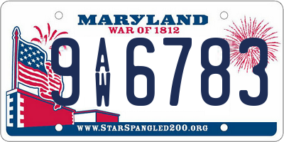 MD license plate 9AW6783