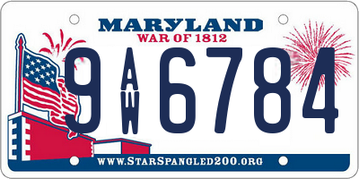 MD license plate 9AW6784