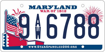 MD license plate 9AW6788
