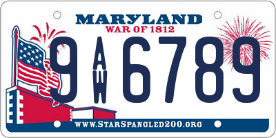 MD license plate 9AW6789
