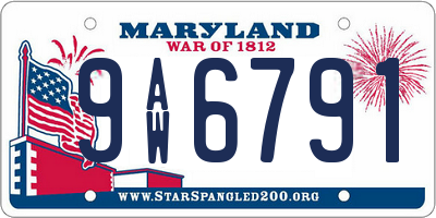 MD license plate 9AW6791