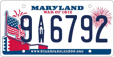 MD license plate 9AW6792